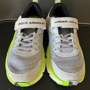 Under Armour Kids Gray and Neon Green Athletic Sneakers